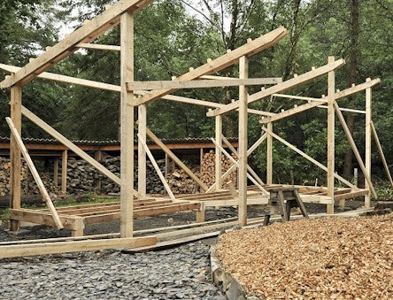Partially constructed timber framed building