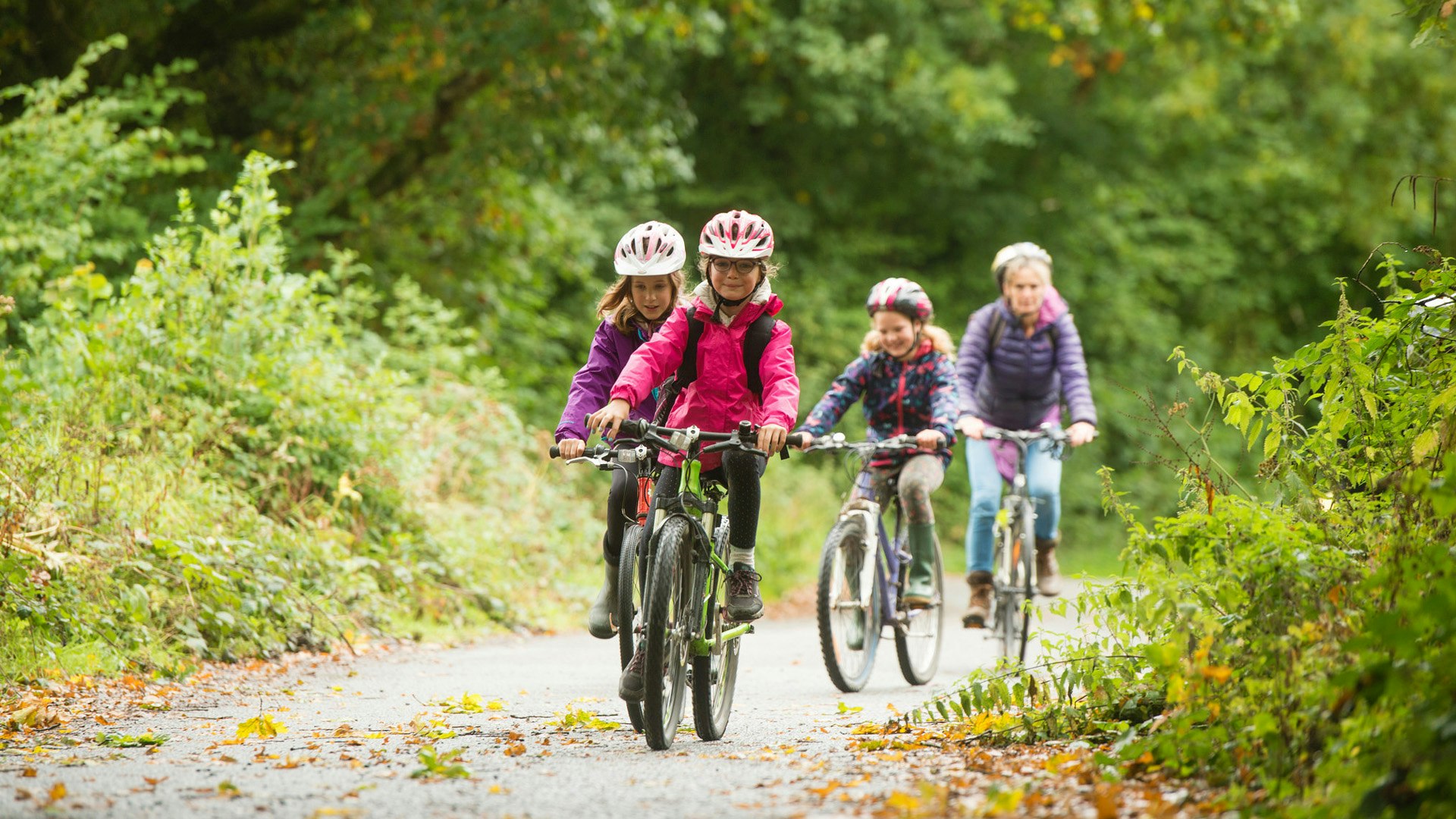 Family cycling to CAT