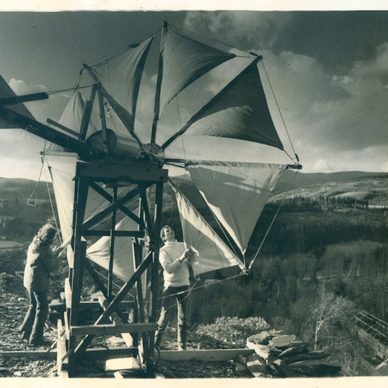 Old black and white photo of cretan wind turbine at CAT