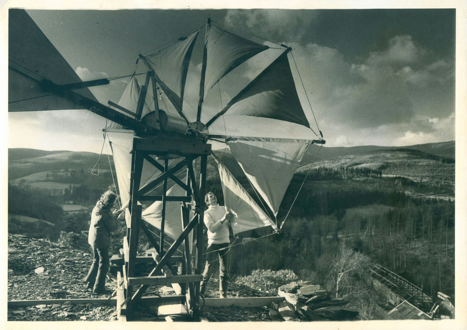 Old black and white photo of cretan wind turbine at CAT