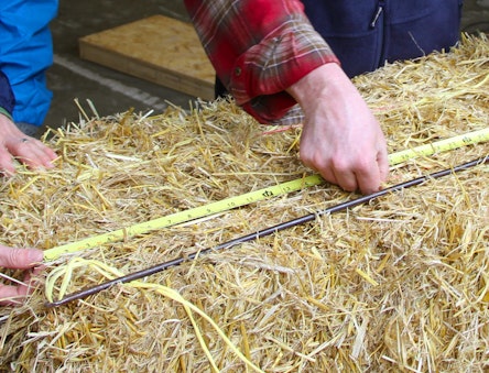 Measuring a straw bale