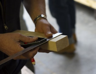 Drawing a line on a piece of wood