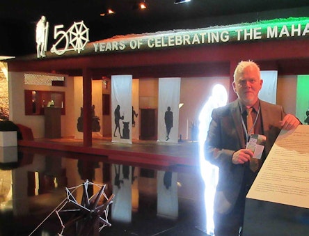 Paul Allen standing next to the Indian pavilion at COP25