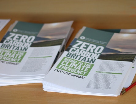 Image showing the Zero Carbon Britain: Rising to the Climate Emergency report on a table