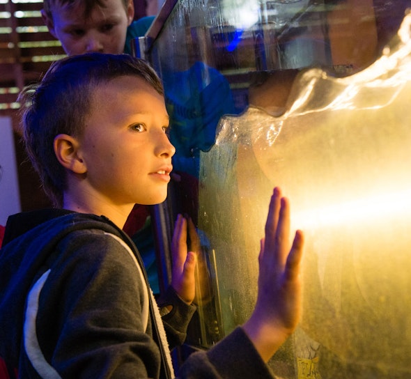 Children at CAT looking at a water display