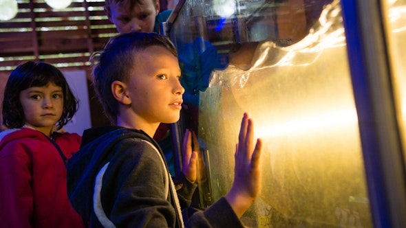 Children at CAT looking at a water display