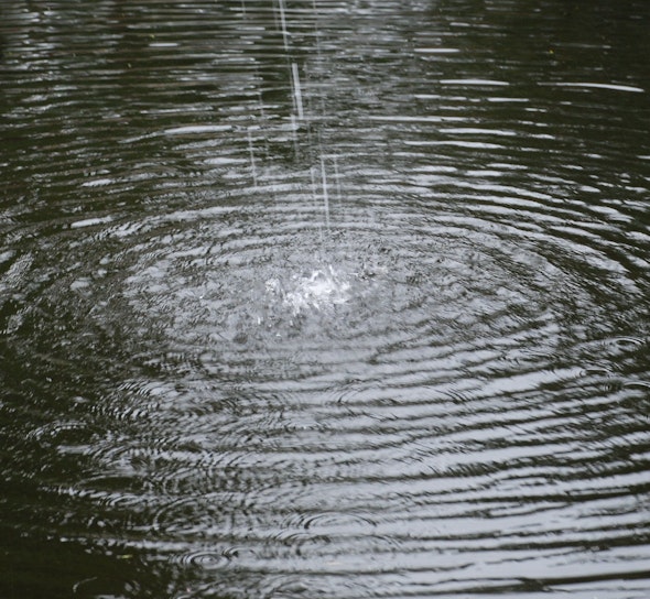 water falling into lake