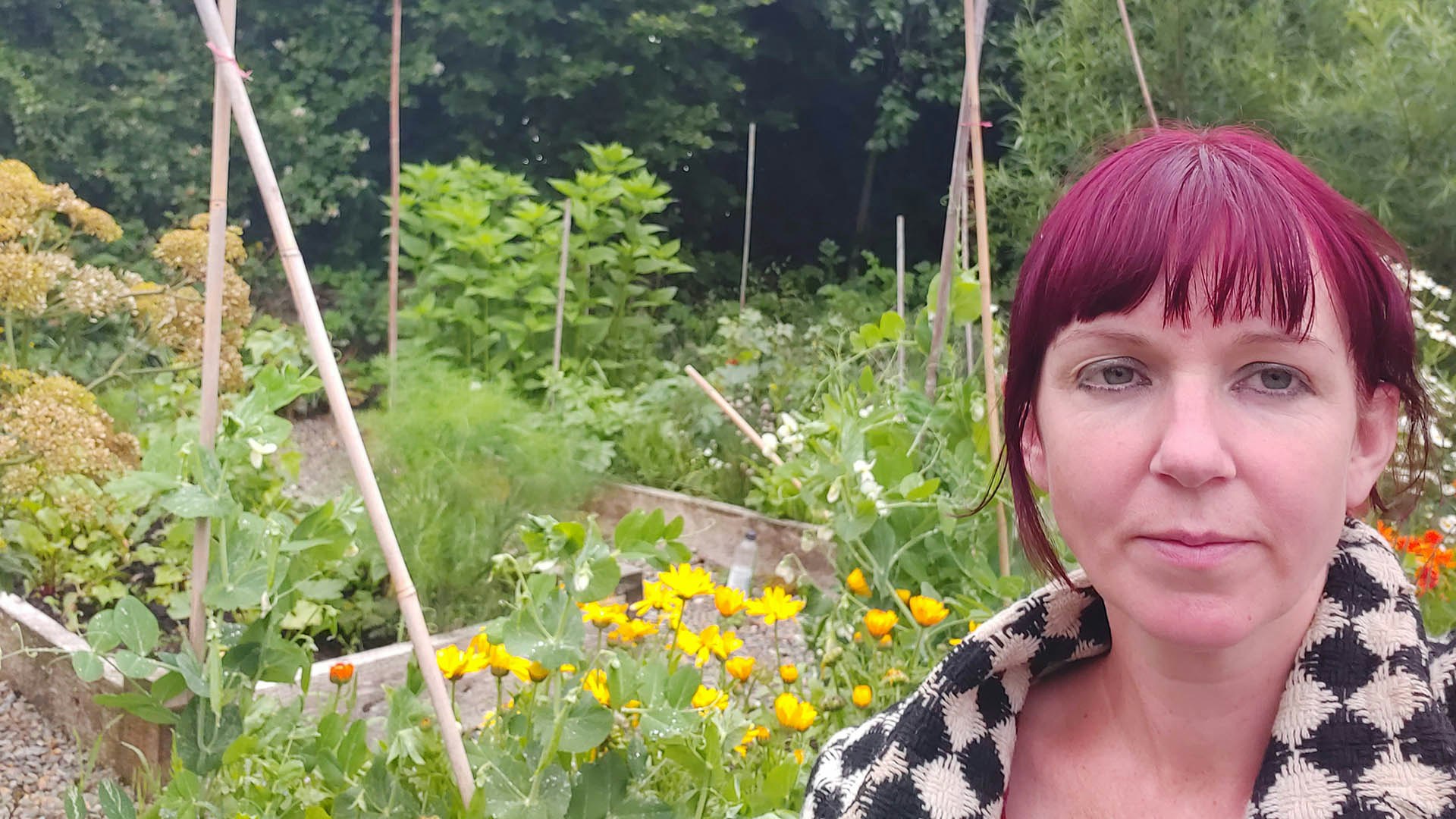 Kim Stoddart in a vegetable garden