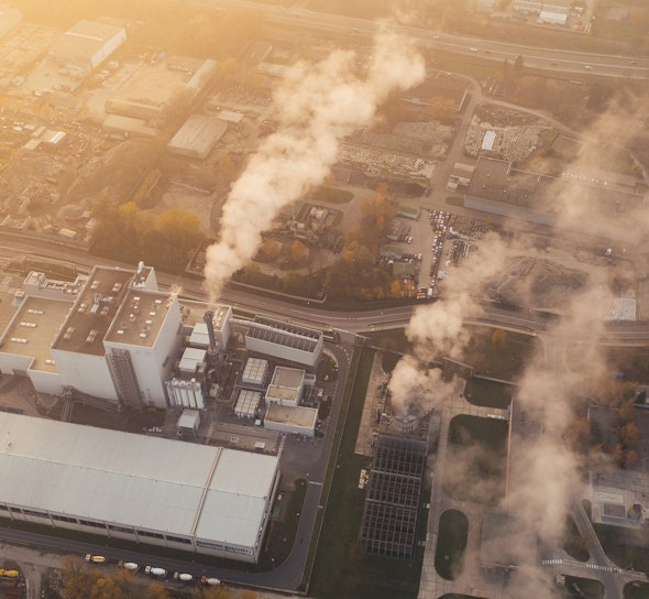 Looking down on an industrial area