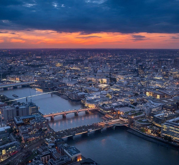 City at dusk