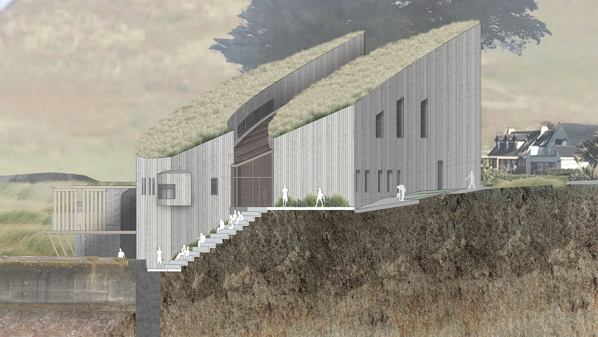 Architects sketch for a biodiversity research and study centre
