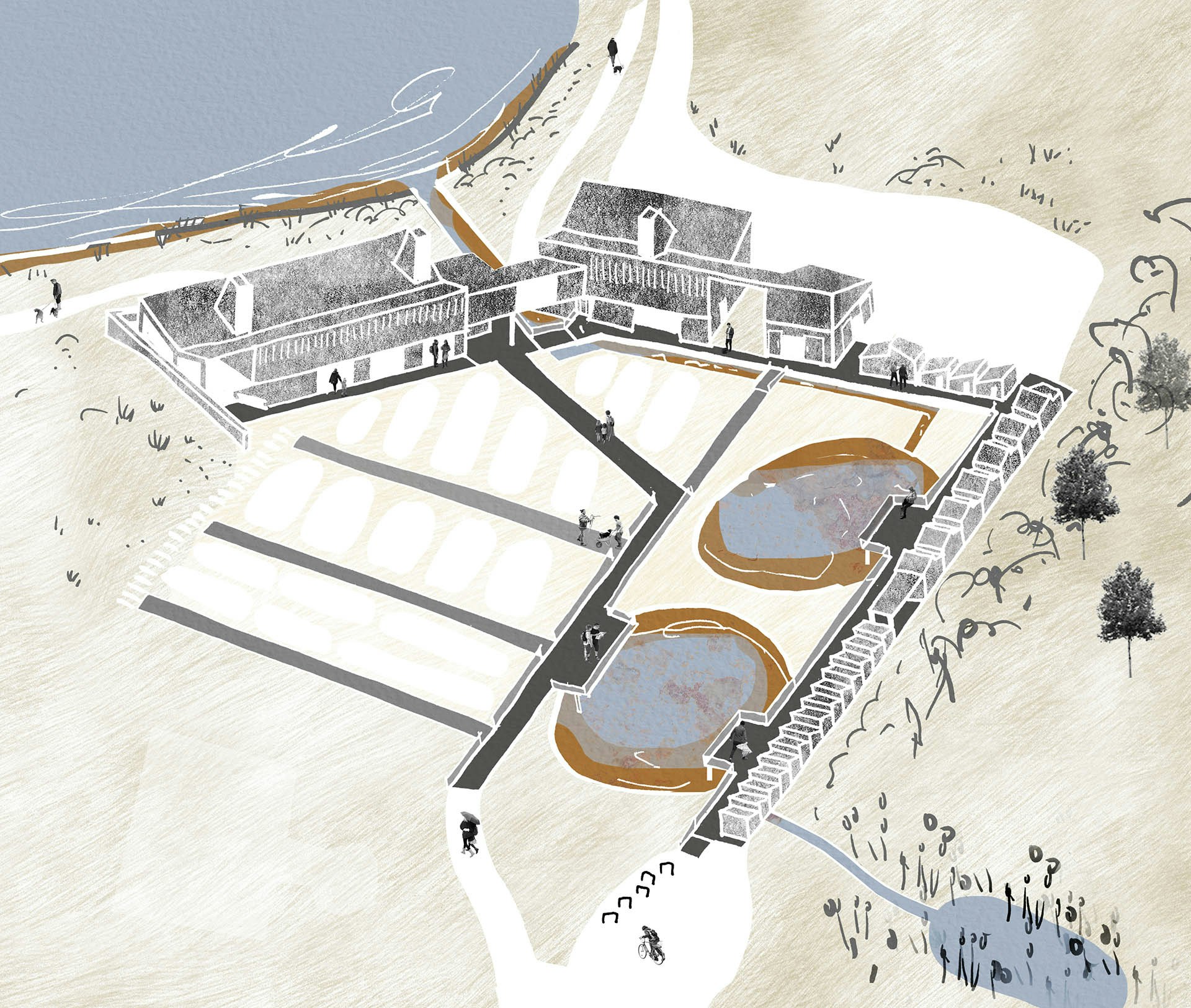Architects sketch – A coalfields remediation demonstration project in Hirwaun