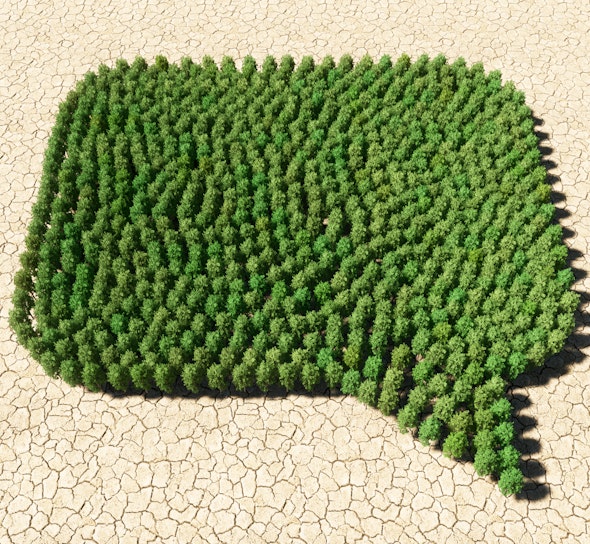 Speech bubble made up of trees