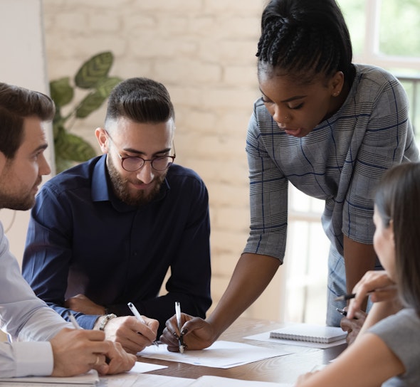 group of people work together