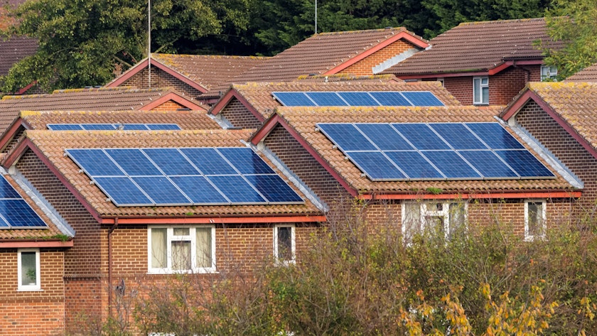 Solar panels on the roof of houses