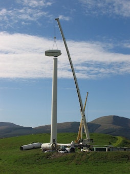 Installation of Bro Dyfi Community Renewables' second wind turbine, a secondhand Nordtank 500kW turbine